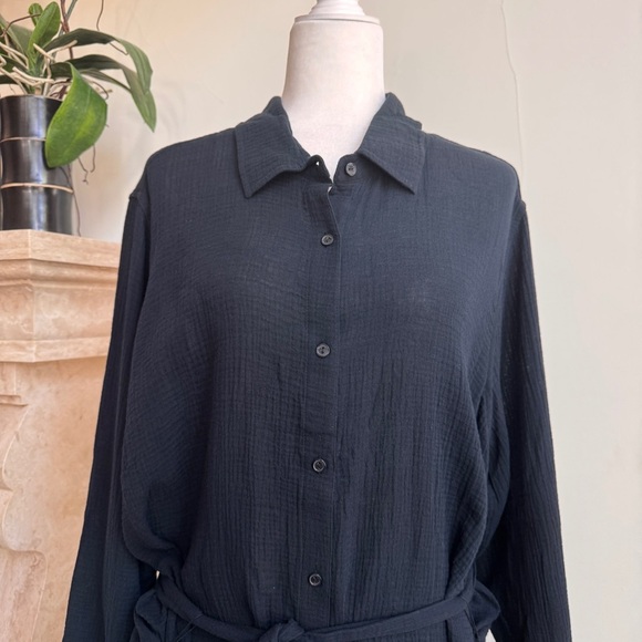 Andie Swim The Corvo Black Button Up Collared Long Sleeve Womens Size XXL Belted - Picture 5 of 16